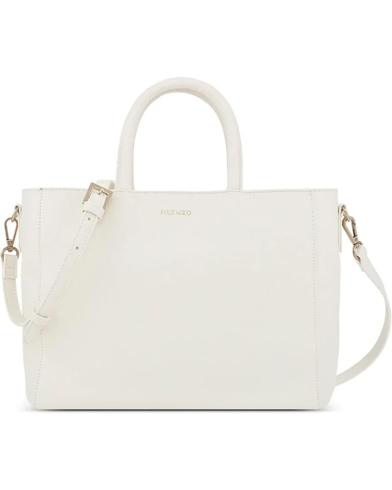 Pixie Mood WANDA Soft Pebbled Exterior Recycled Vegan Leather Convertible Crossbody Work Tote Bag Coconut Cream $16.99 Totes