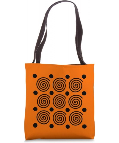 Minimalistic Aesthetic Graphic Black Spirals Dots on Orange Tote Bag $16.33 Totes