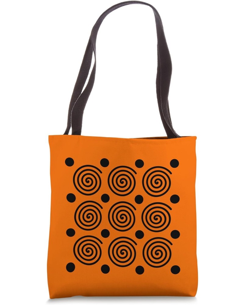 Minimalistic Aesthetic Graphic Black Spirals Dots on Orange Tote Bag $16.33 Totes