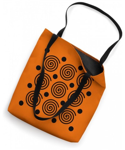 Minimalistic Aesthetic Graphic Black Spirals Dots on Orange Tote Bag $16.33 Totes