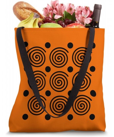 Minimalistic Aesthetic Graphic Black Spirals Dots on Orange Tote Bag $16.33 Totes