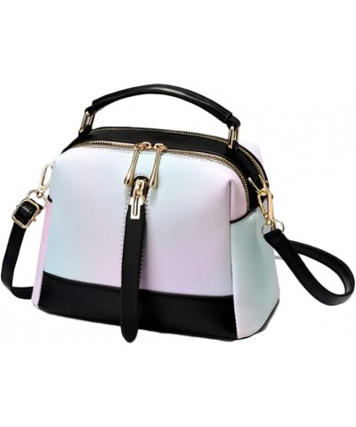 Women Small Top-handle Bag Texture Multicolor Crossbody Bags Shoulder Bag Purse-White Black $31.39 Totes