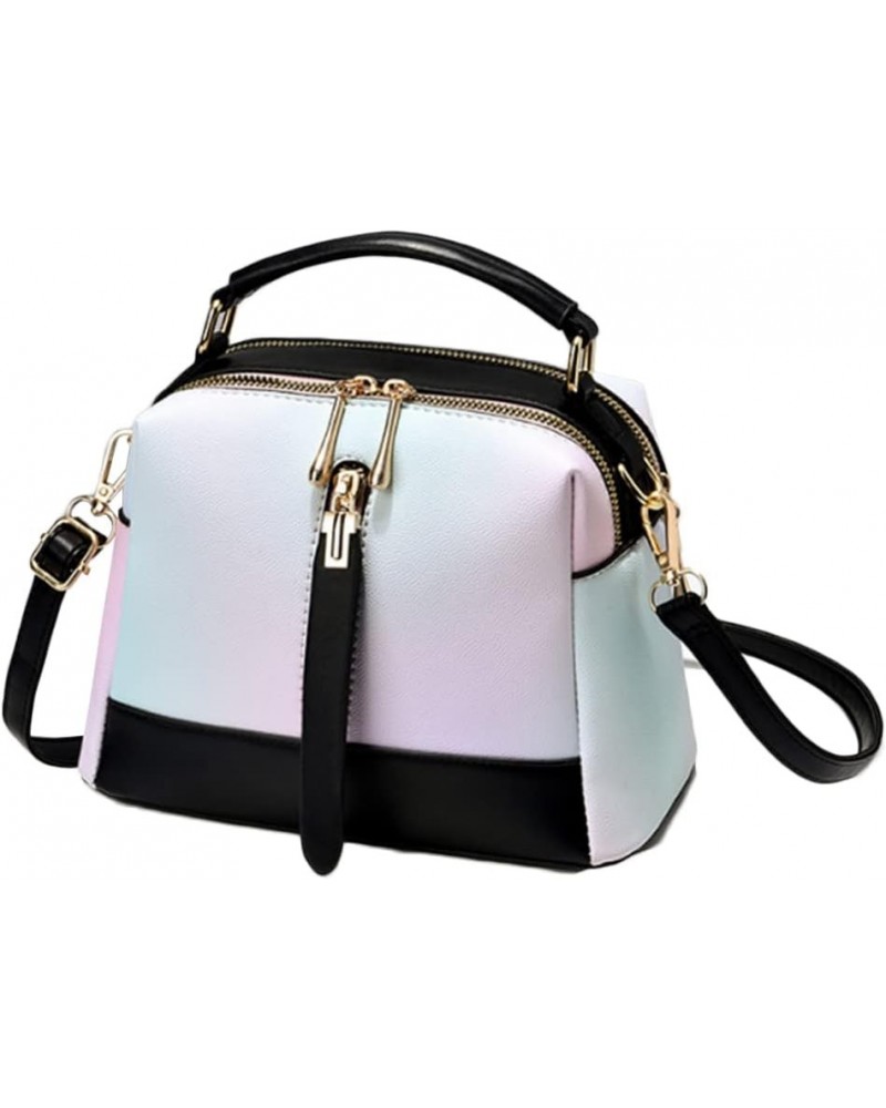 Women Small Top-handle Bag Texture Multicolor Crossbody Bags Shoulder Bag Purse-White Black $31.39 Totes