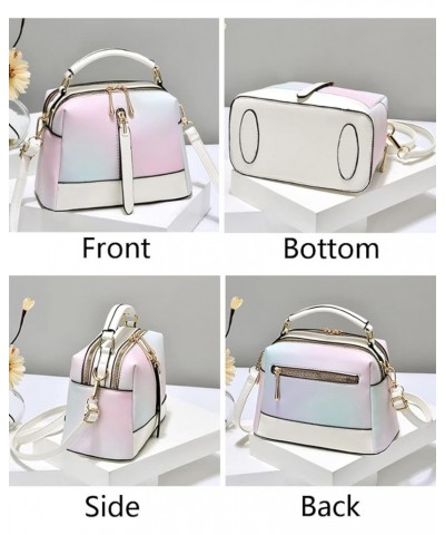 Women Small Top-handle Bag Texture Multicolor Crossbody Bags Shoulder Bag Purse-White Black $31.39 Totes