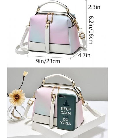 Women Small Top-handle Bag Texture Multicolor Crossbody Bags Shoulder Bag Purse-White Black $31.39 Totes