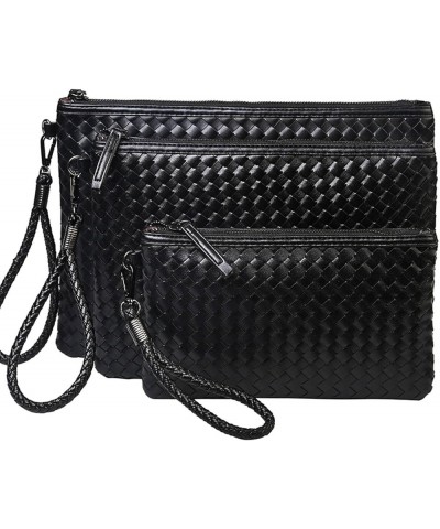 Woven clutch purse and handbag women's fashion female envelope package wristband handbag, designer black purse Xiaohao 1 $14....