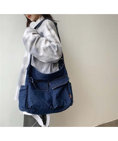 Denim Shoulder Bag for Women Hobo Tote Bag Crossbody Bags for Women Dark Blue $16.23 Totes