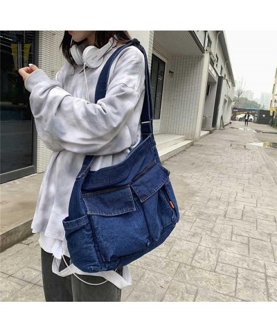 Denim Shoulder Bag for Women Hobo Tote Bag Crossbody Bags for Women Dark Blue $16.23 Totes