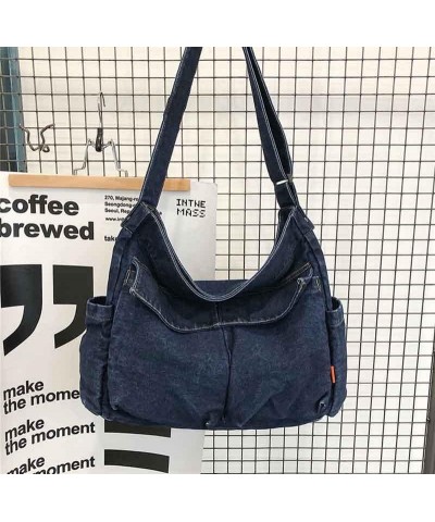 Denim Shoulder Bag for Women Hobo Tote Bag Crossbody Bags for Women Dark Blue $16.23 Totes