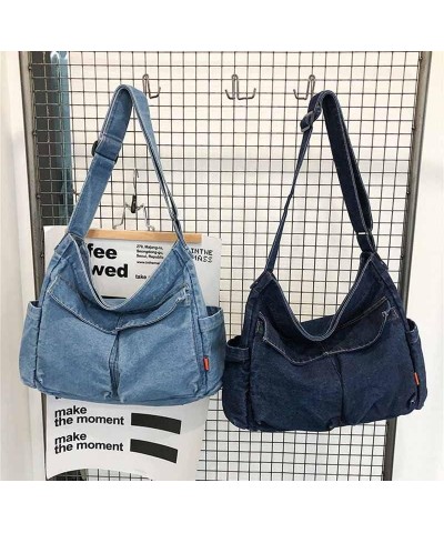 Denim Shoulder Bag for Women Hobo Tote Bag Crossbody Bags for Women Dark Blue $16.23 Totes