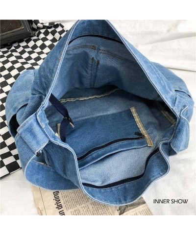 Denim Shoulder Bag for Women Hobo Tote Bag Crossbody Bags for Women Dark Blue $16.23 Totes