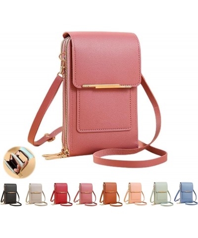 Anti-theft Leather Bag, Phone Crossbody Bags for Women, Touchscreen Phone Wallet PU Leather Crossbody Bag 4-dark Pink $11.32 ...