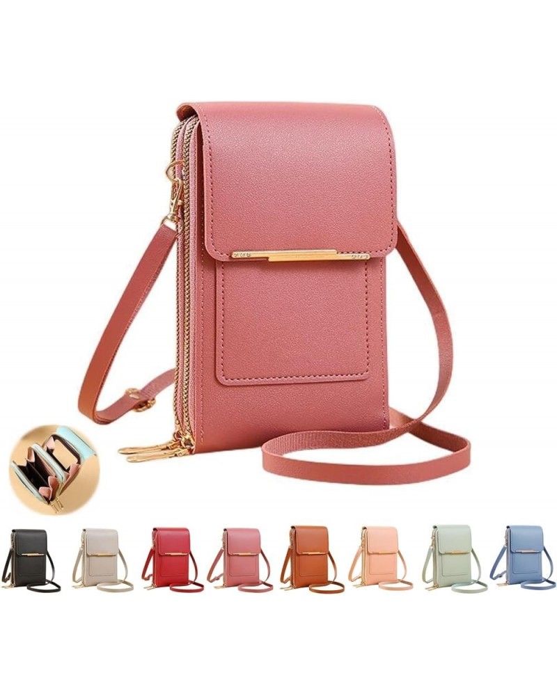 Anti-theft Leather Bag, Phone Crossbody Bags for Women, Touchscreen Phone Wallet PU Leather Crossbody Bag 4-dark Pink $11.32 ...