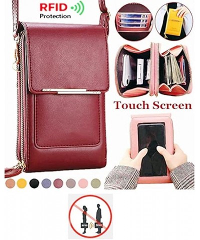 Anti-theft Leather Bag, Phone Crossbody Bags for Women, Touchscreen Phone Wallet PU Leather Crossbody Bag 4-dark Pink $11.32 ...