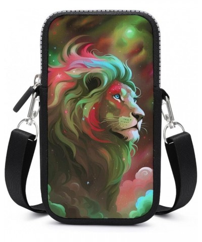 Premium Nylon Cell Phone Handbag Passport, Credit Card Totebag with Zipper and Adjustable Shoulder Strap (Trippy Tribal Wolf ...