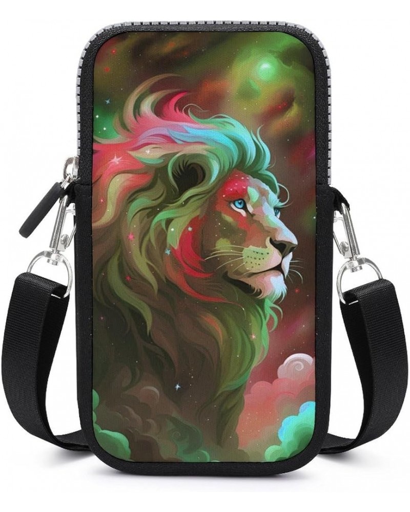 Premium Nylon Cell Phone Handbag Passport, Credit Card Totebag with Zipper and Adjustable Shoulder Strap (Trippy Tribal Wolf ...