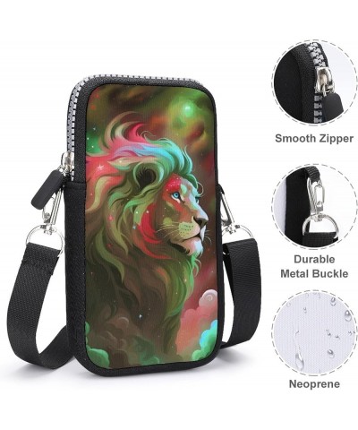 Premium Nylon Cell Phone Handbag Passport, Credit Card Totebag with Zipper and Adjustable Shoulder Strap (Trippy Tribal Wolf ...