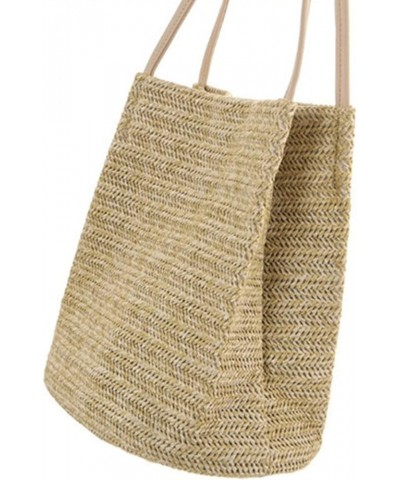 Women Straw Shoulder Handbag Handmade Totes Woven Beach Crossbody Bag Dark Beige $14.24 Crossbody Bags