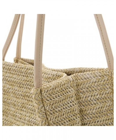 Women Straw Shoulder Handbag Handmade Totes Woven Beach Crossbody Bag Dark Beige $14.24 Crossbody Bags