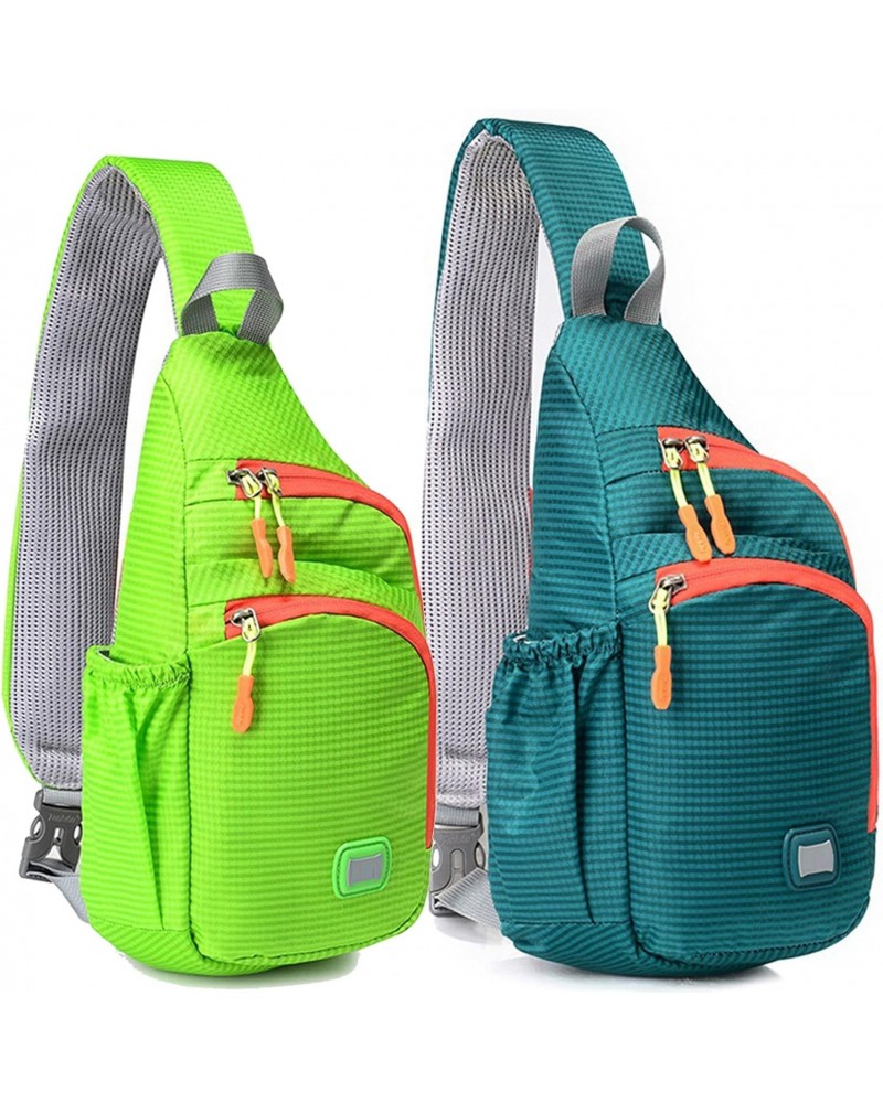 Small&Medium Sling Backpack Waterproof Unisex Shoulder Bag Chest Crossbody Daypack, Pack of 2 Small Green & Medium Turquoise ...