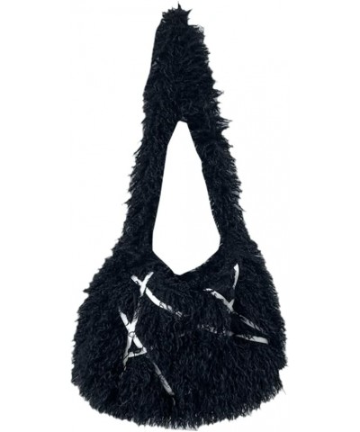 Women's Fluffy Faux Fur Shoulder Crossbody Bag Furry Plush Hobo Purse Chic Y2k Handbag Totes Soft Satchels Black $20.74 Totes