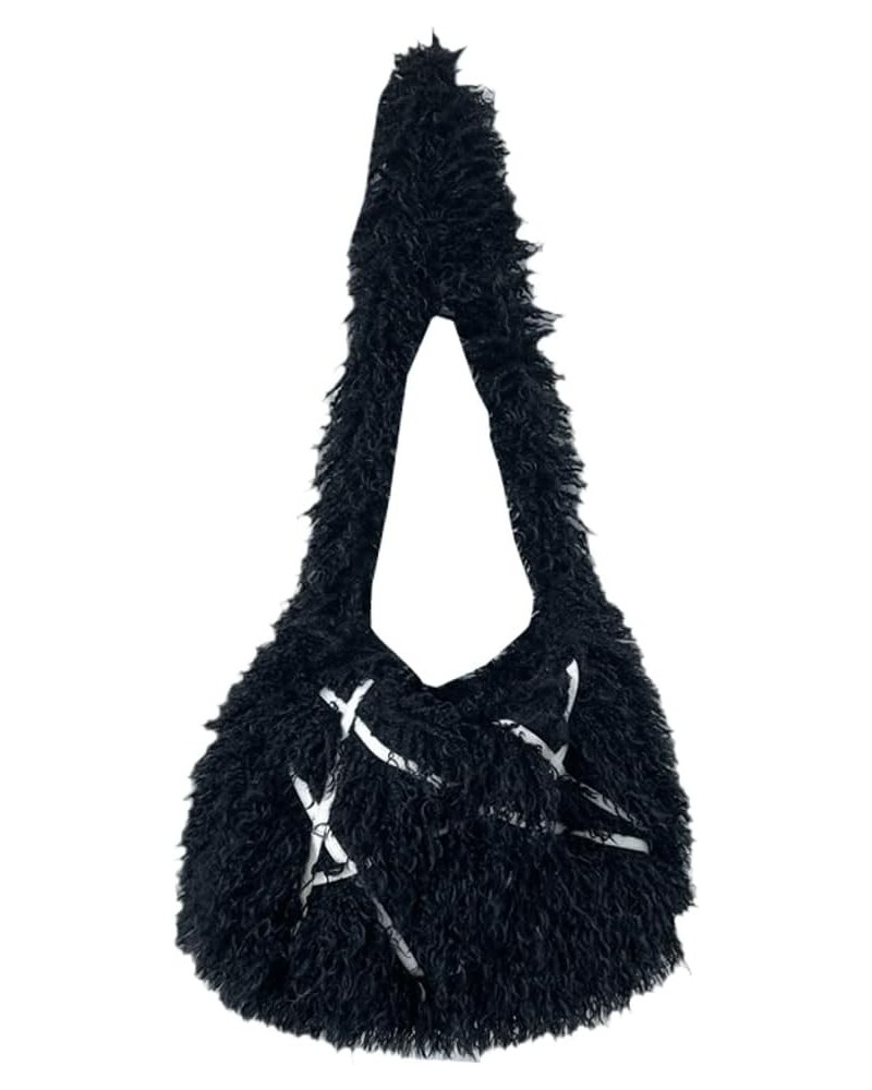 Women's Fluffy Faux Fur Shoulder Crossbody Bag Furry Plush Hobo Purse Chic Y2k Handbag Totes Soft Satchels Black $20.74 Totes