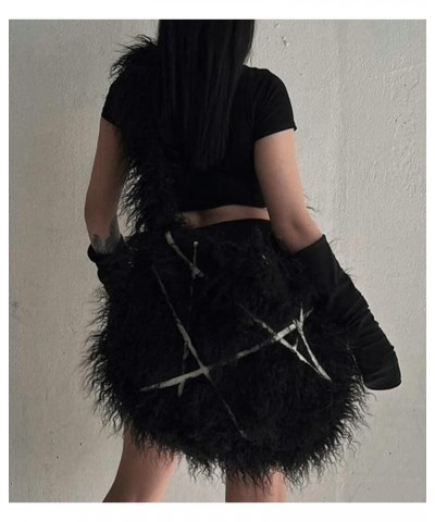 Women's Fluffy Faux Fur Shoulder Crossbody Bag Furry Plush Hobo Purse Chic Y2k Handbag Totes Soft Satchels Black $20.74 Totes