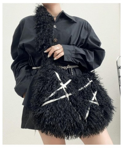 Women's Fluffy Faux Fur Shoulder Crossbody Bag Furry Plush Hobo Purse Chic Y2k Handbag Totes Soft Satchels Black $20.74 Totes