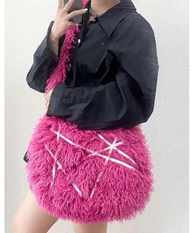 Women's Fluffy Faux Fur Shoulder Crossbody Bag Furry Plush Hobo Purse Chic Y2k Handbag Totes Soft Satchels Black $20.74 Totes