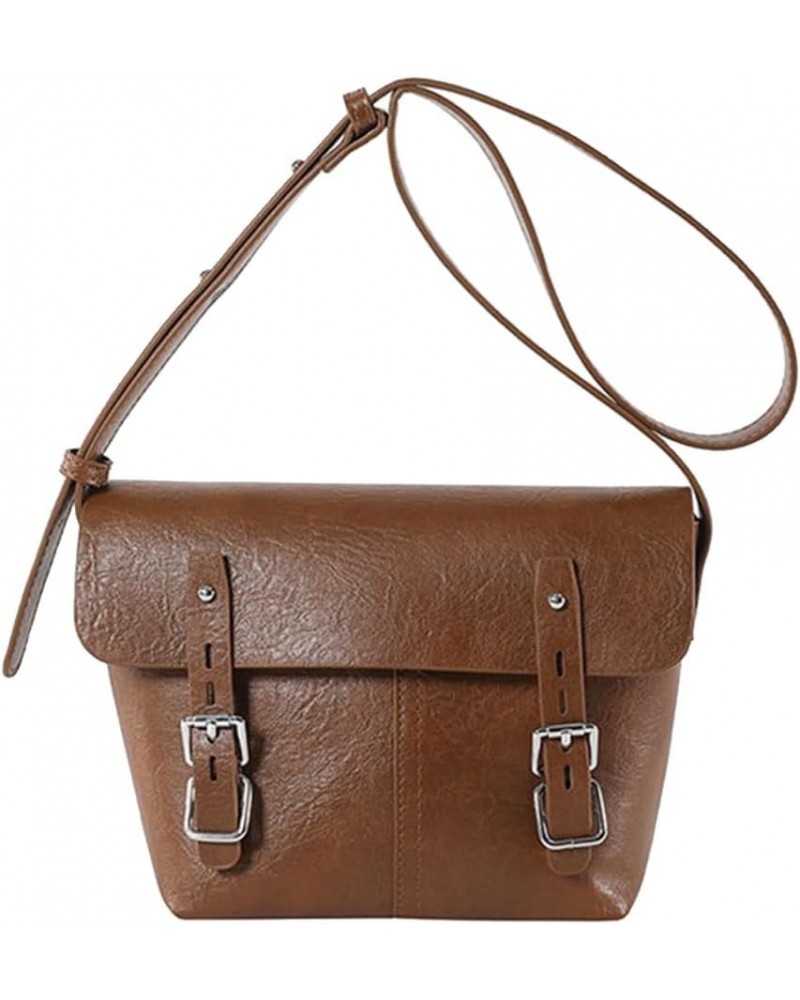 Women Shoulder Bag PU Leather Crossbody Bag Waterproof Handbag Small Capacity Messenger Bag Retro Saddle Bag Brown $16.17 Sho...