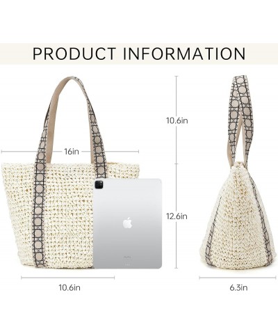 Straw Beach Bag The Tote Bag for Women straw purse hobo bags summer purses for women rattan wicker clutch pool raffia bag Whi...