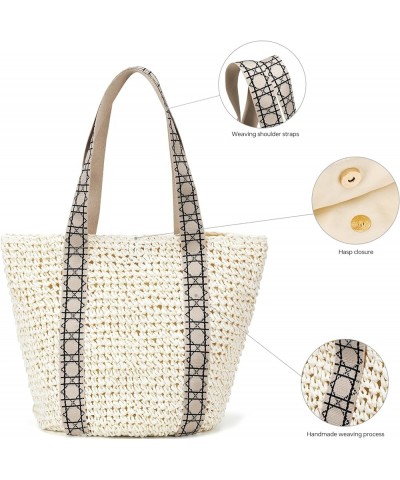 Straw Beach Bag The Tote Bag for Women straw purse hobo bags summer purses for women rattan wicker clutch pool raffia bag Whi...