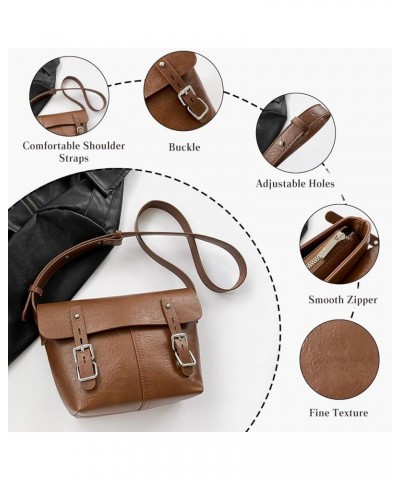 Women Shoulder Bag PU Leather Crossbody Bag Waterproof Handbag Small Capacity Messenger Bag Retro Saddle Bag Brown $16.17 Sho...