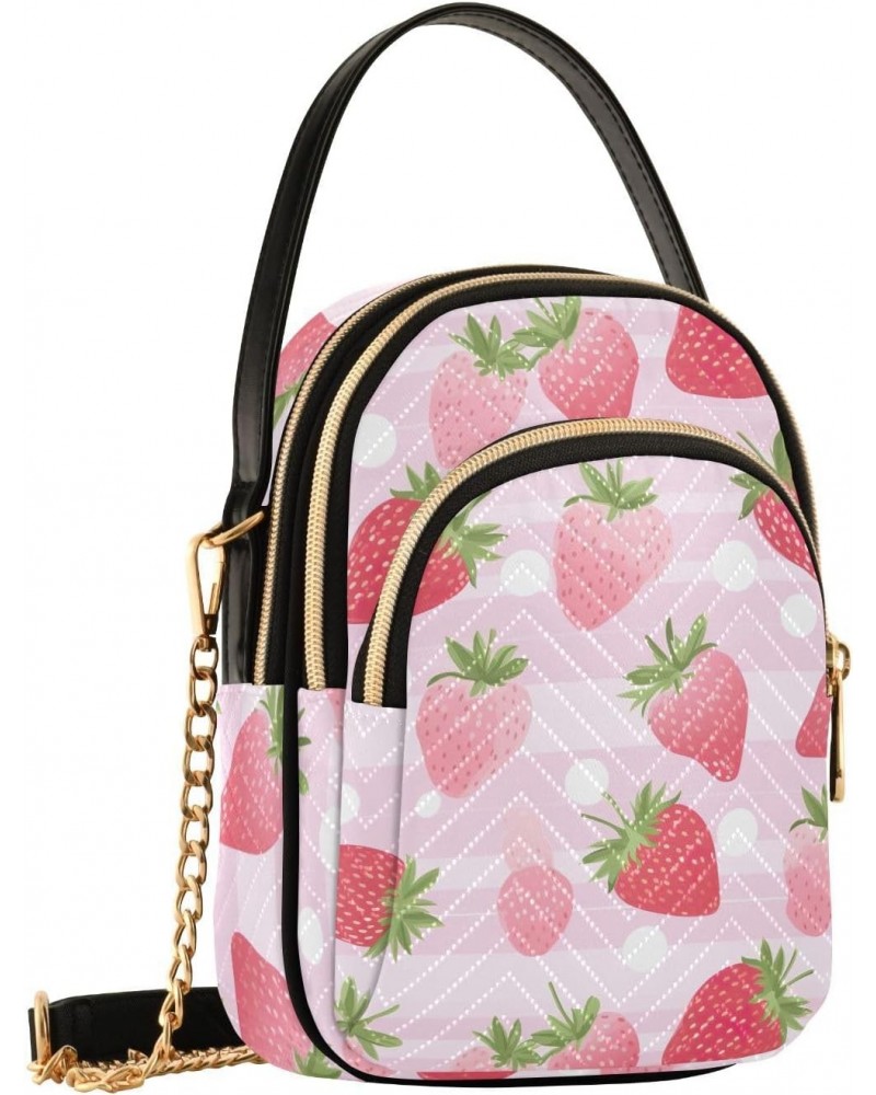 Kawaii Pink Strawberry Small Crossbody Bags for Women Cell Phone Shoulder Purse Handbags Wallet 21215117 $12.32 Crossbody Bags