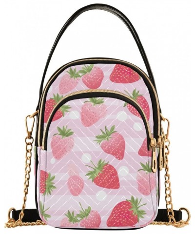 Kawaii Pink Strawberry Small Crossbody Bags for Women Cell Phone Shoulder Purse Handbags Wallet 21215117 $12.32 Crossbody Bags