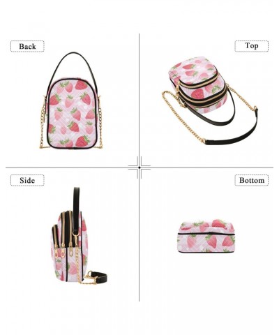 Kawaii Pink Strawberry Small Crossbody Bags for Women Cell Phone Shoulder Purse Handbags Wallet 21215117 $12.32 Crossbody Bags