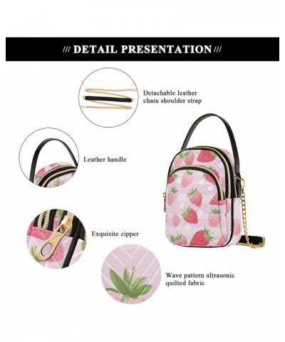 Kawaii Pink Strawberry Small Crossbody Bags for Women Cell Phone Shoulder Purse Handbags Wallet 21215117 $12.32 Crossbody Bags