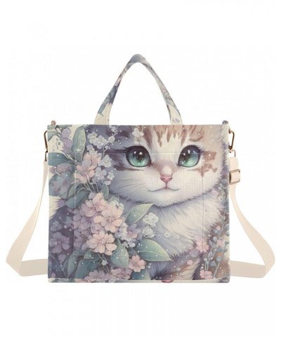 Painting Cat Tote Bag Corduroy Tote Bag Women Shoulder Handbags with Etachable Shoulder Strap $13.86 Totes