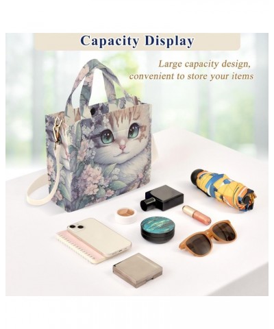 Painting Cat Tote Bag Corduroy Tote Bag Women Shoulder Handbags with Etachable Shoulder Strap $13.86 Totes