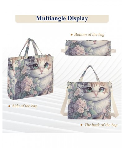 Painting Cat Tote Bag Corduroy Tote Bag Women Shoulder Handbags with Etachable Shoulder Strap $13.86 Totes