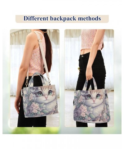 Painting Cat Tote Bag Corduroy Tote Bag Women Shoulder Handbags with Etachable Shoulder Strap $13.86 Totes