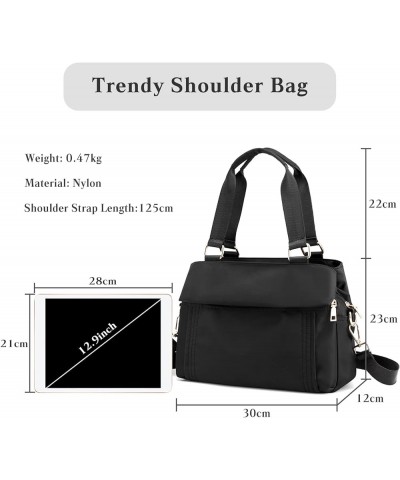 Crossbody Bag Nylon Shoulder Bag Women Multi-pocket Handbag Ladies Tote Black $33.97 Totes