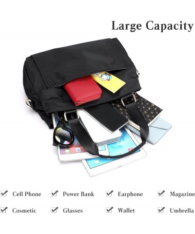 Crossbody Bag Nylon Shoulder Bag Women Multi-pocket Handbag Ladies Tote Black $33.97 Totes