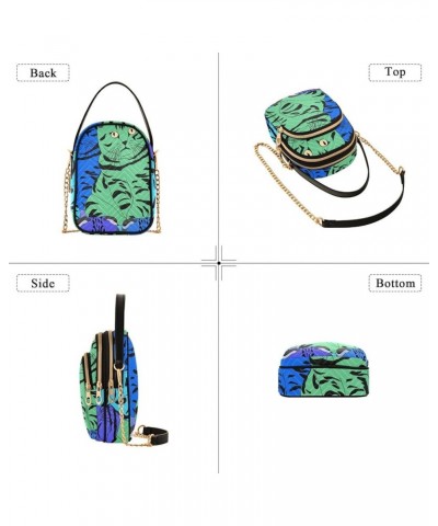 Purple Pattern Cat Crossbody Bags for Women Small Shoulder with Detachable Straps, Shoulder Handbags for Ladies Colorful Cats...