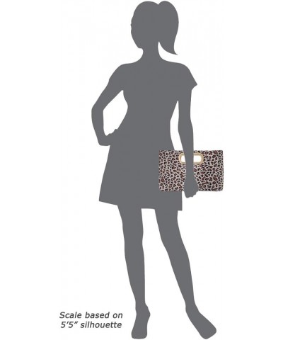 Faux Suede Top Handle Small Leopard Clutch Beige $22.92 Clutches