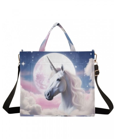 Pink Cloudy Unicorn Crossbody Bag Women Corduroy Tote Bags Casual Shoulder Handbag Hobo Messenger Bag, S $10.10 Totes