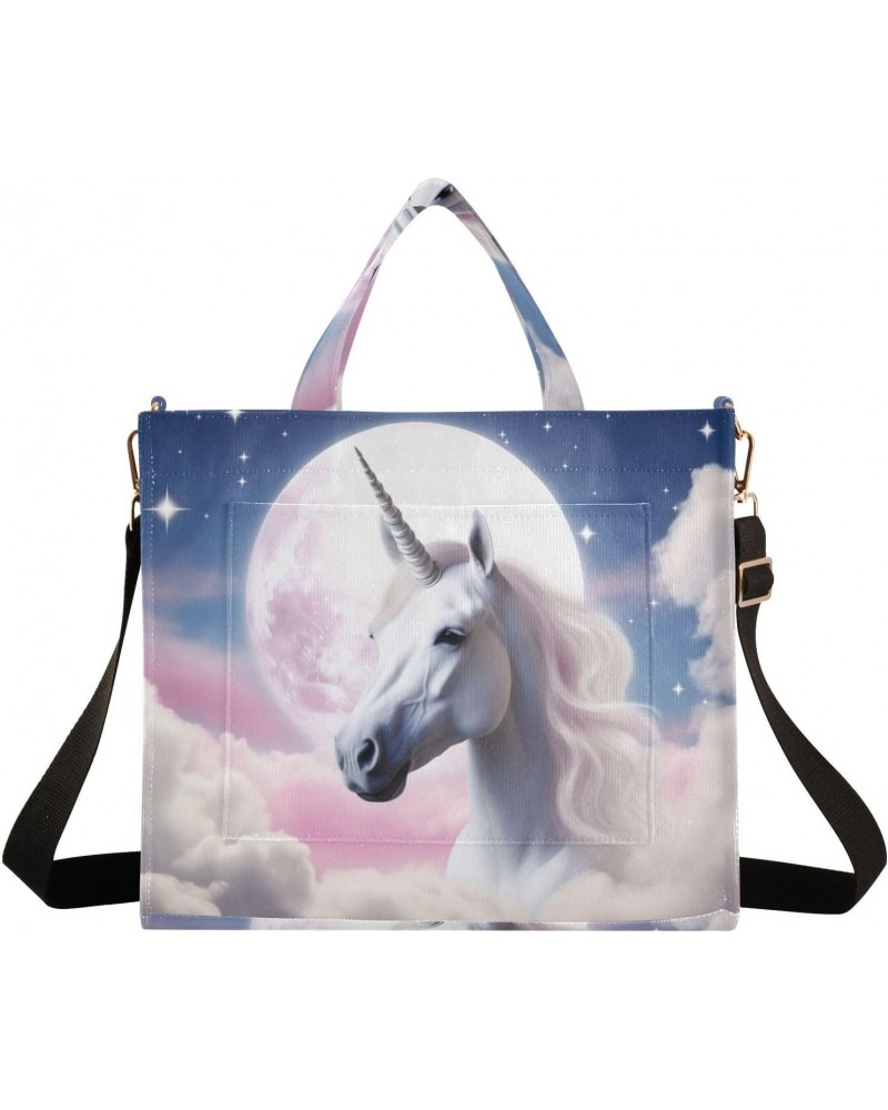 Pink Cloudy Unicorn Crossbody Bag Women Corduroy Tote Bags Casual Shoulder Handbag Hobo Messenger Bag, S $10.10 Totes