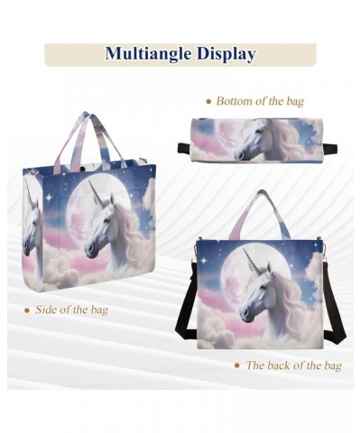 Pink Cloudy Unicorn Crossbody Bag Women Corduroy Tote Bags Casual Shoulder Handbag Hobo Messenger Bag, S $10.10 Totes