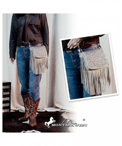 Western Crossbody Bags for Women Cowgirl Small Tooled Fringe Leather Purse A4-floral Tooled-tan $20.25 Crossbody Bags