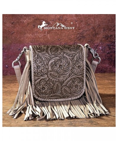 Western Crossbody Bags for Women Cowgirl Small Tooled Fringe Leather Purse A4-floral Tooled-tan $20.25 Crossbody Bags